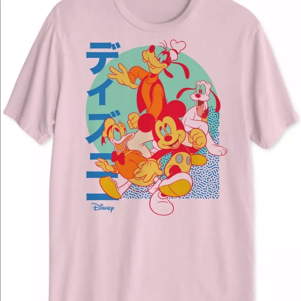 Disney Pink Graphic Tee Mickey Pluto Goofy